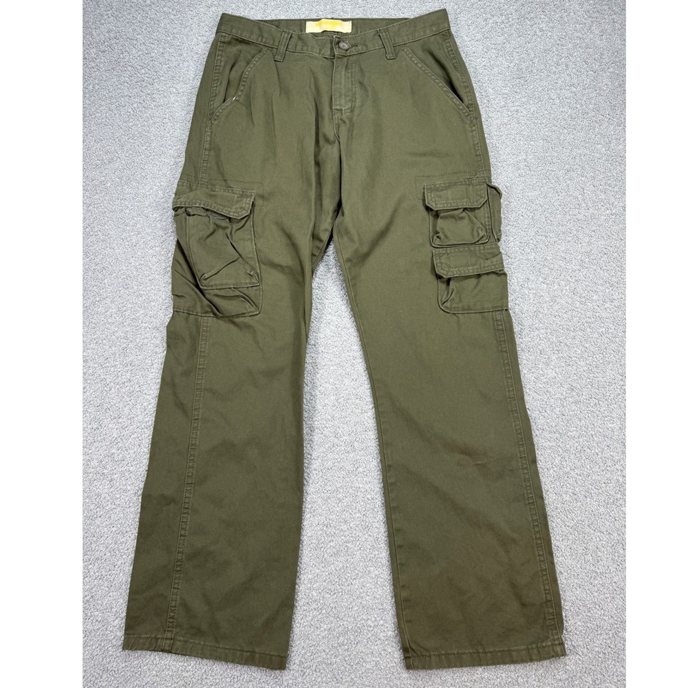 Wrangler Cargo Pants Men's 30x30 Olive Green Straight Leg Relaxed Fit Utility